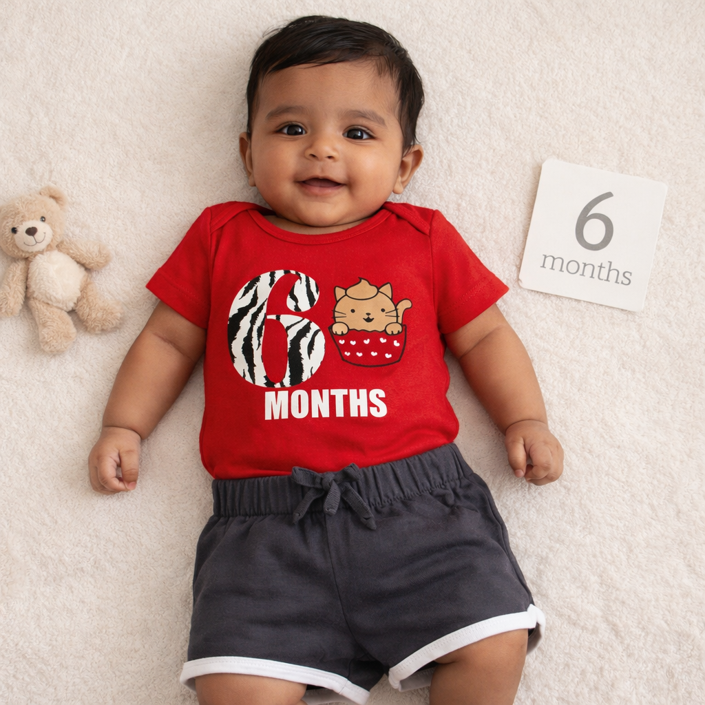 6 Months Cupcake Onesie+Shorts