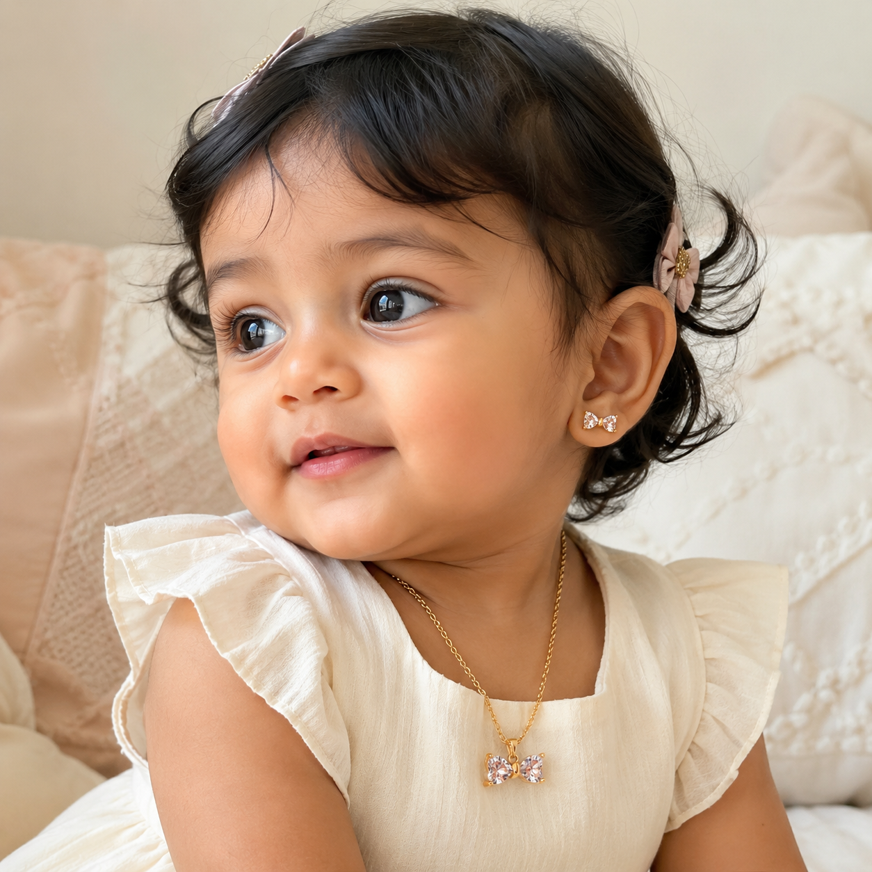 Big Golden BowToddler Pendant Set | 18K Gold Plated