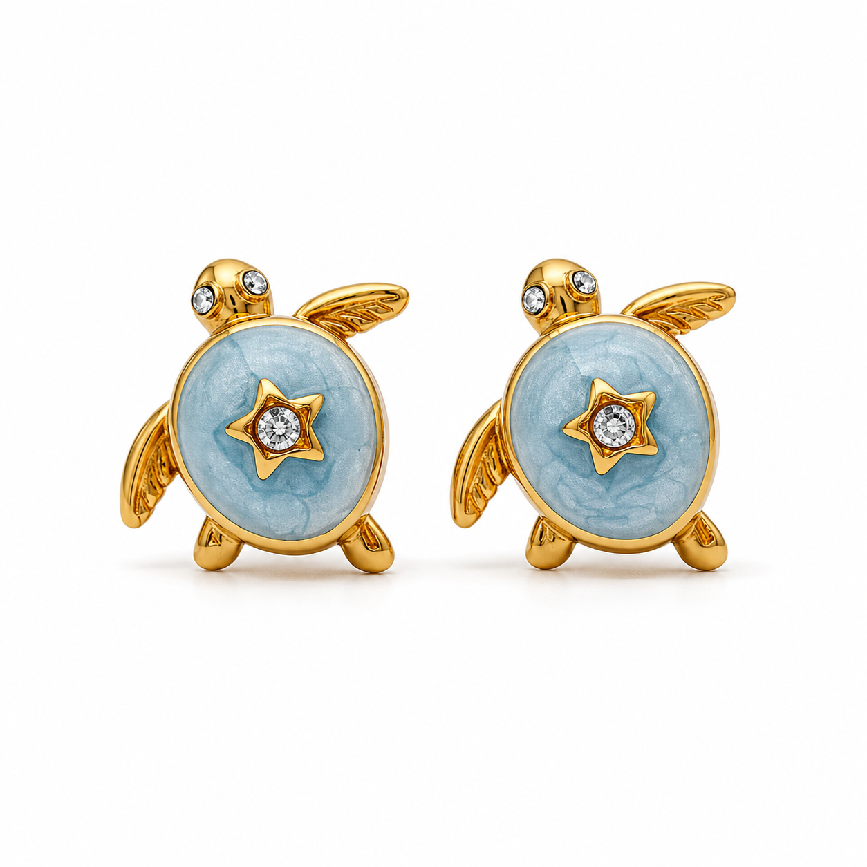 Golden Turtle Star Studs