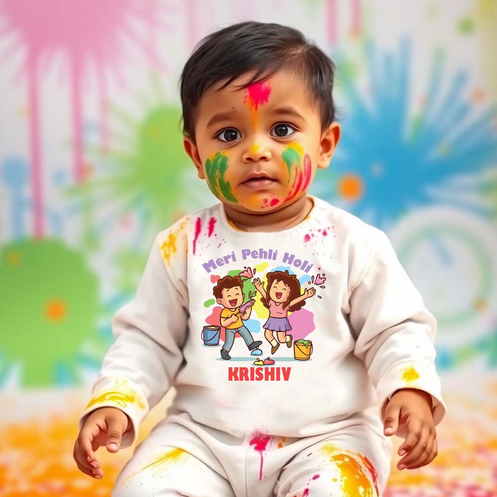 "Soft and comfortable baby Organic jumpsuit with custom name."