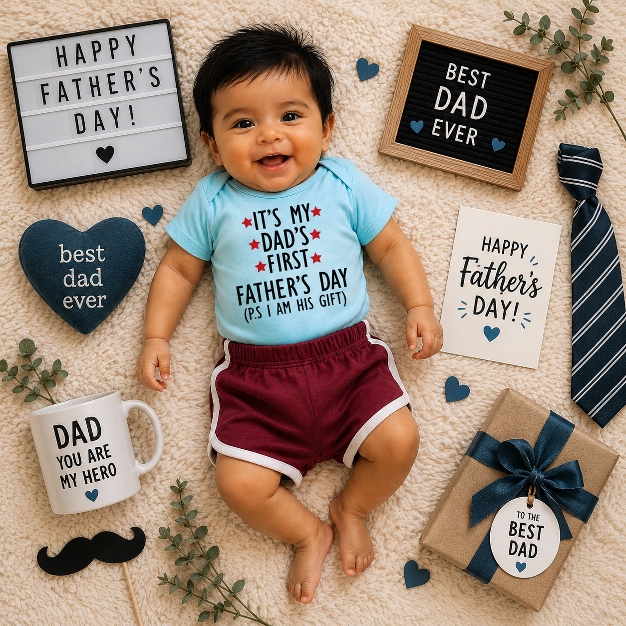 First Father's Day (Onesie+Shorts)