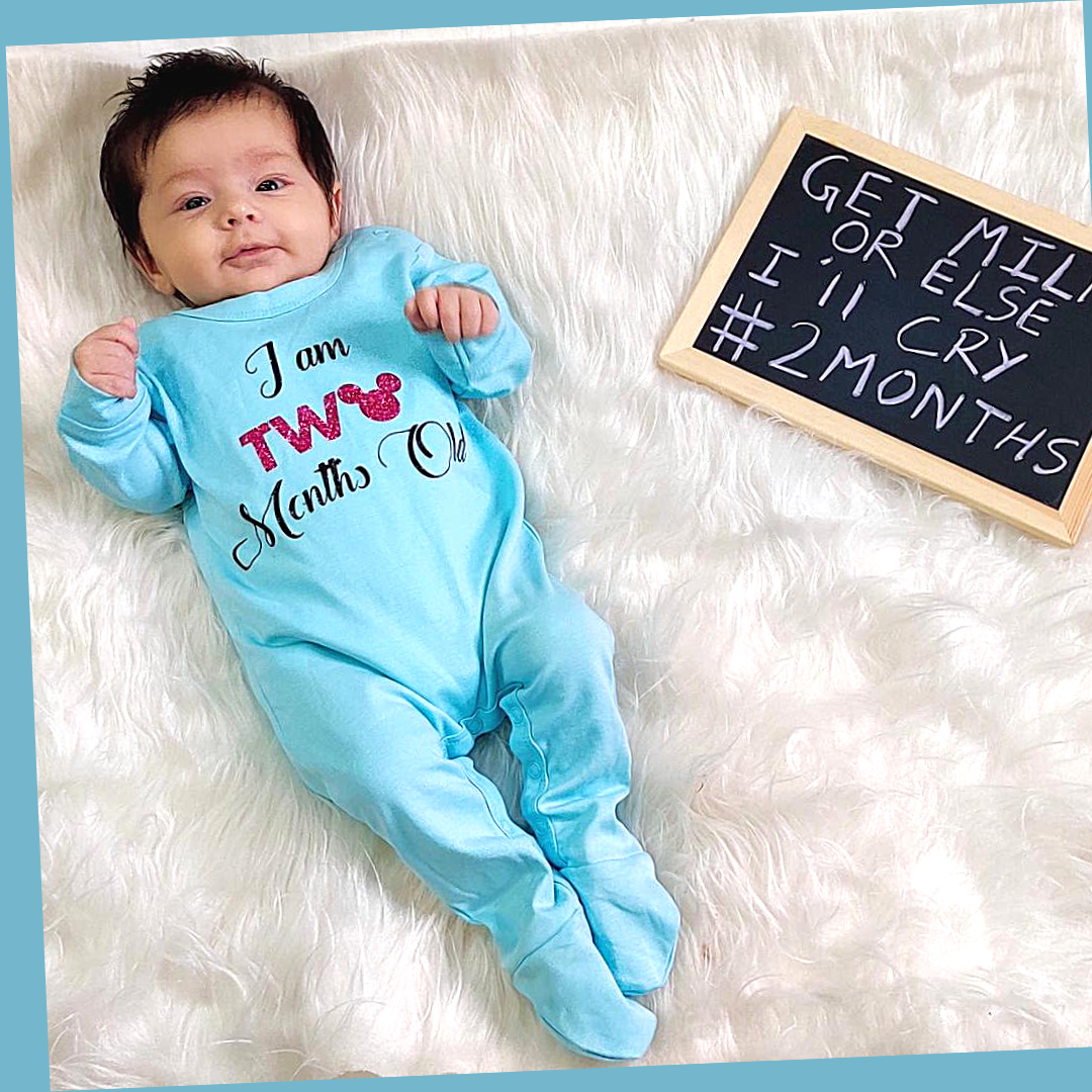 "Adorable Milestone Baby Bodysuit""Birthday onesie with ‘ "Birthday onesie with ‘2nd Birthday’ and gold crown. Cute Baby Growth Milestone Bodysuit