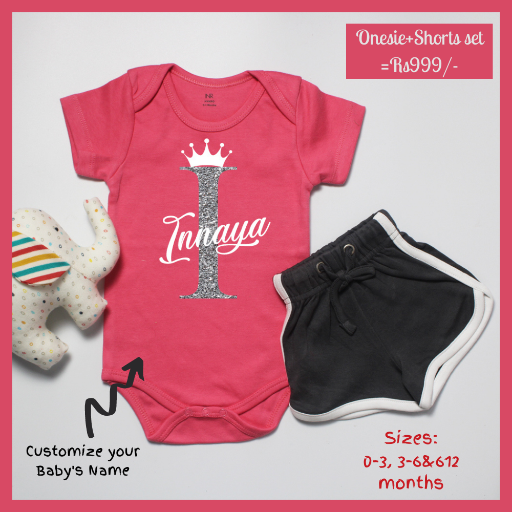 Baby Girl Name Custom (Onesie+Shorts)