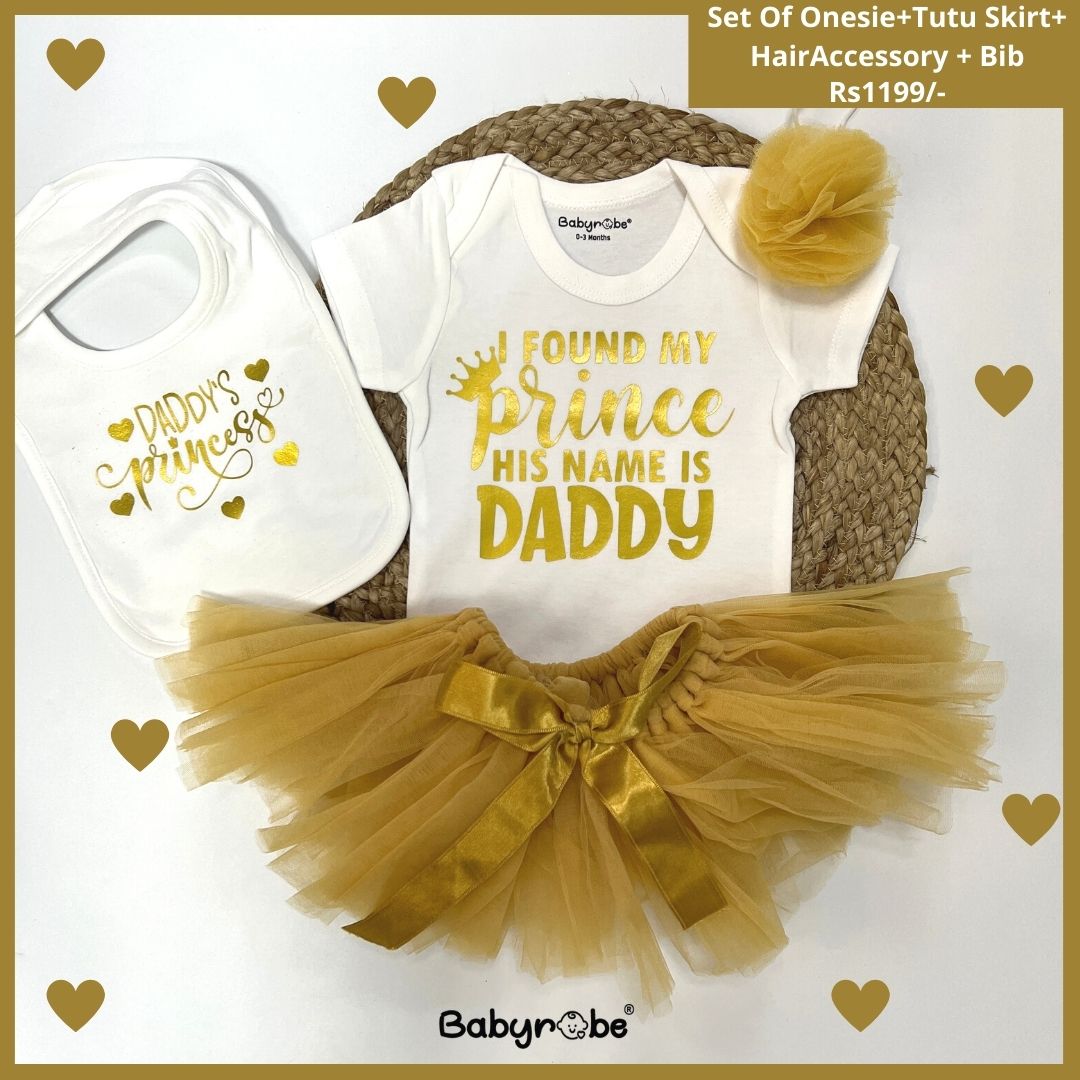 I Found My Prince His Name Is Daddy (Onesie+Tutu Skirt+Bib)