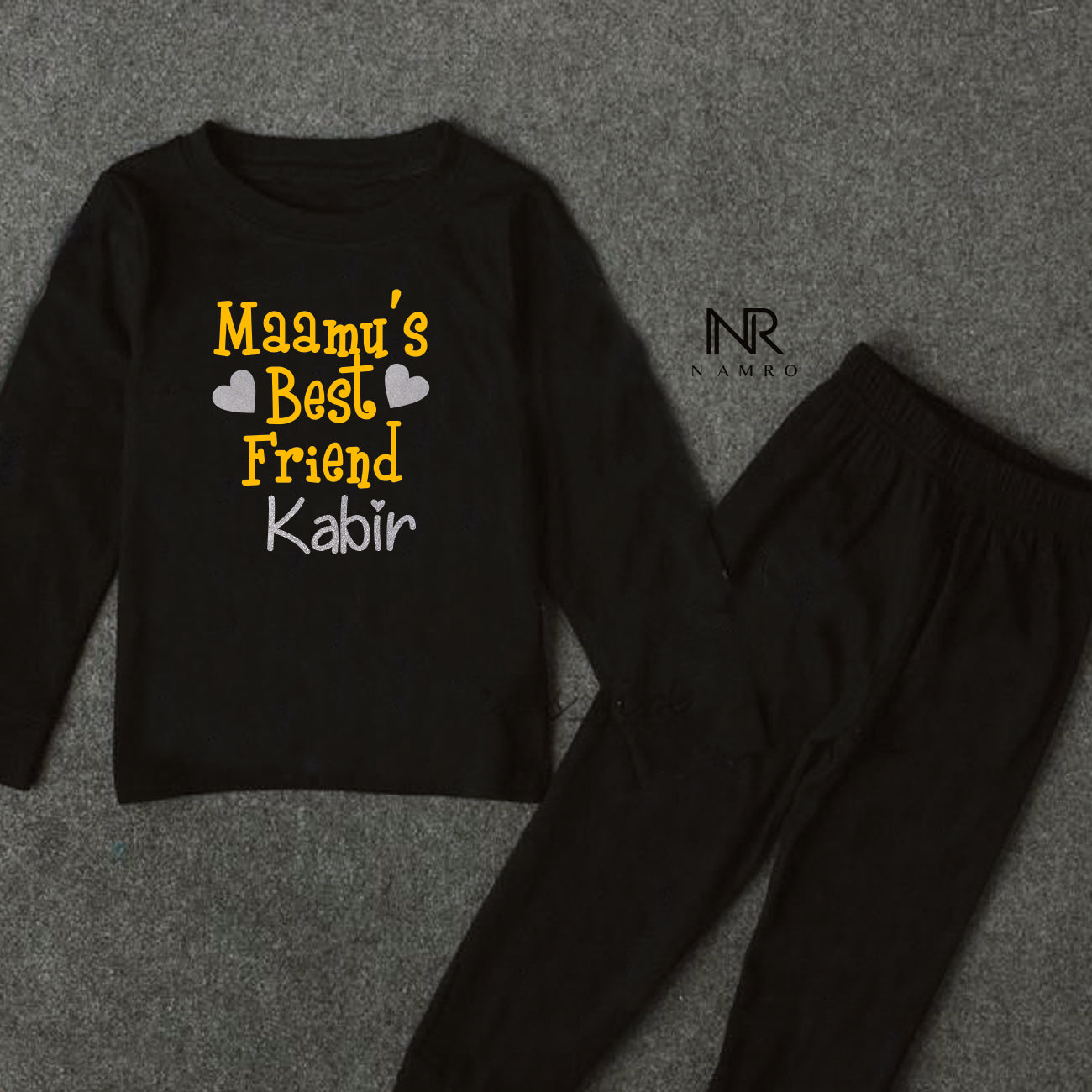 "Baby T-Shirt & Pajama with personalized name for a special Maamu's Best Friend."
