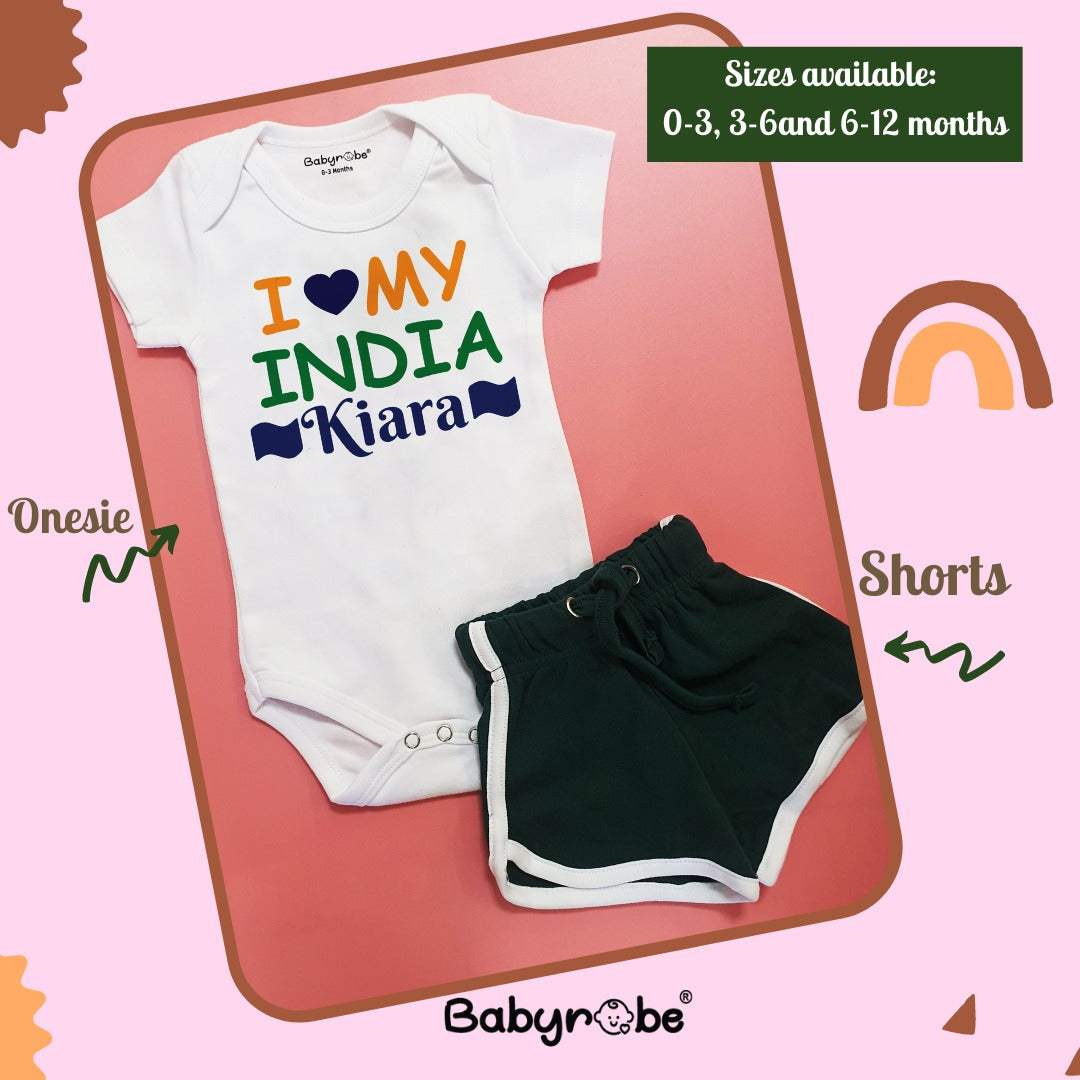 I love My India Custom Name (Onesie+Shorts)