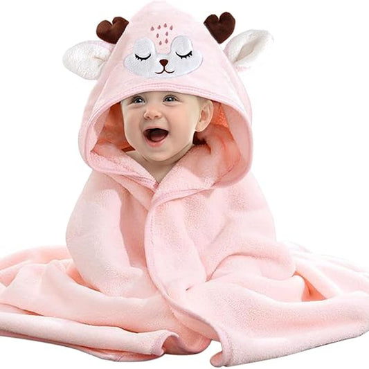 Duckie Pink Soft Hooded Towel (Customise Baby's Name)