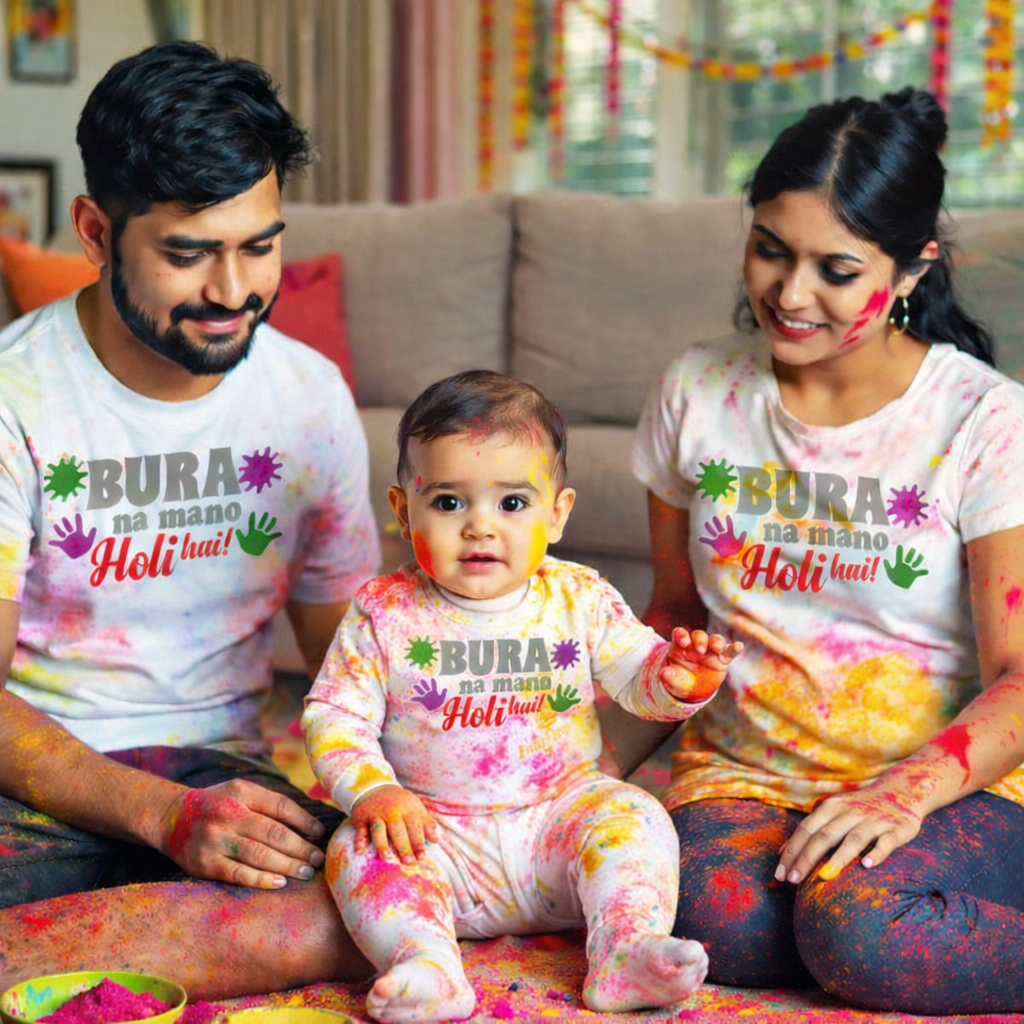 Bura Na Mano Holi Hai Family Set (Father,Mother&Baby)