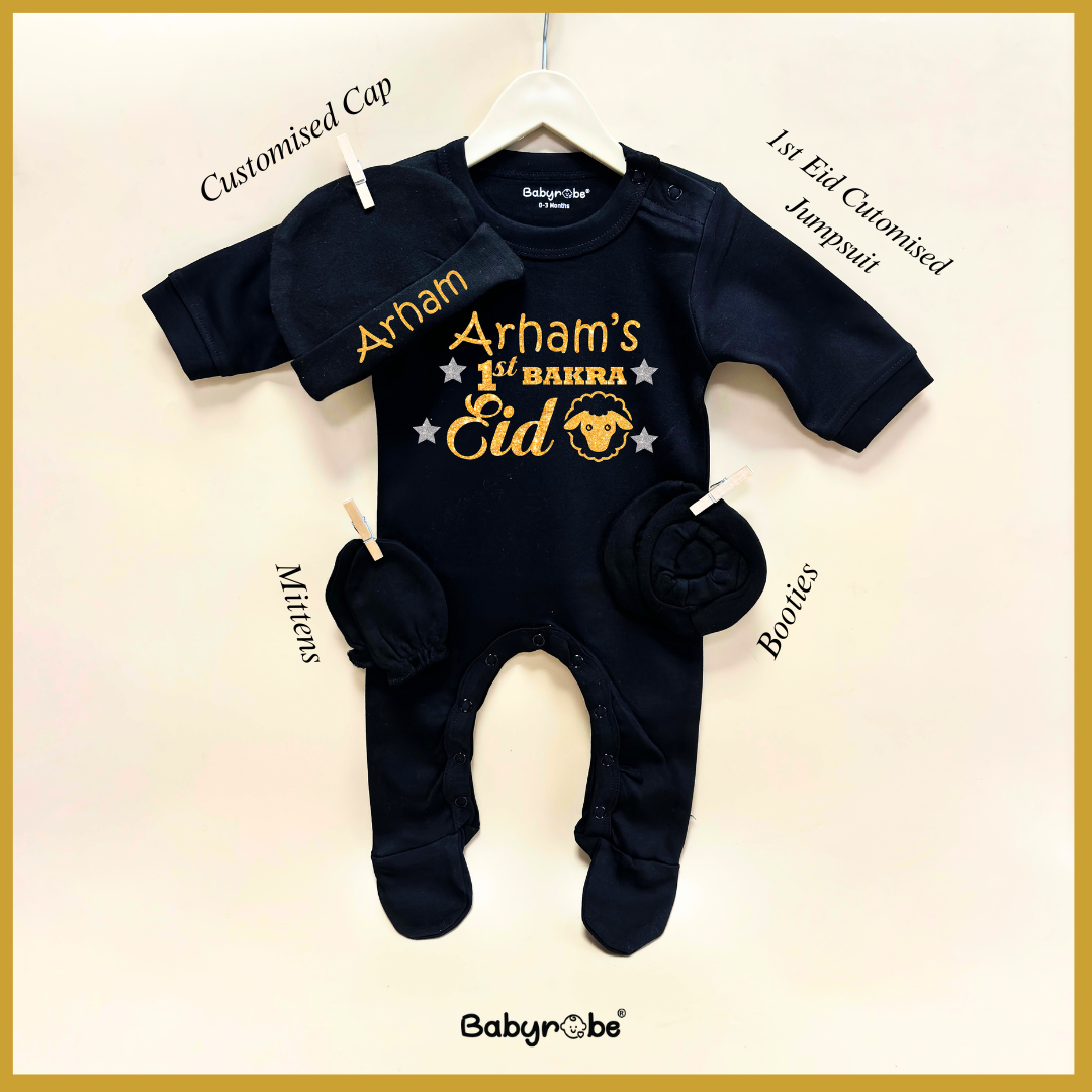 "Soft and comfortable baby jumpsuit  set with custom name and design"
