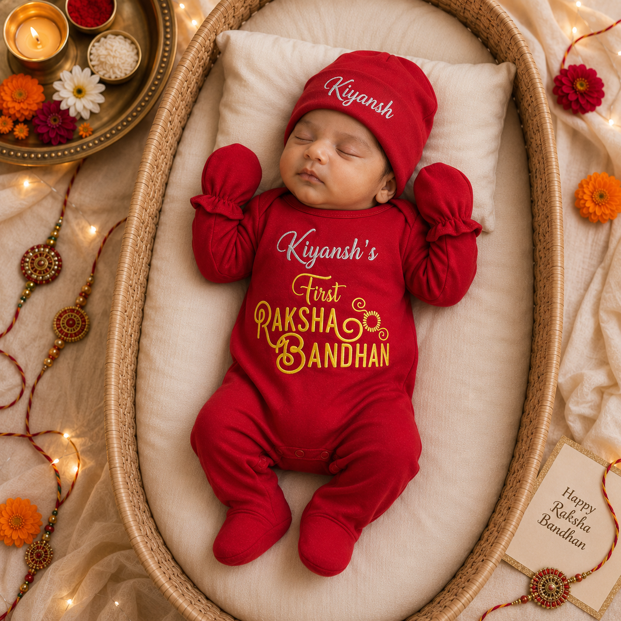 4 Pcs Customised Raksha-Bandhan (Jumpsuit Set)