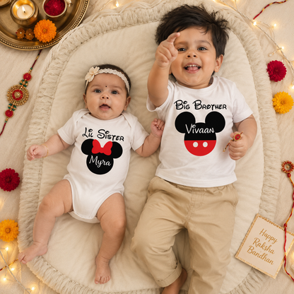 Custom Name Disney Lil Sister Big Brother (2 Piece Set)