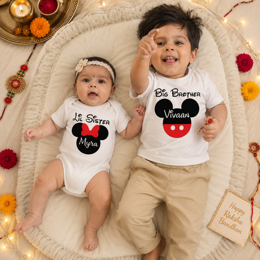 Custom Name Disney Lil Sister Big Brother (2 Piece Set)