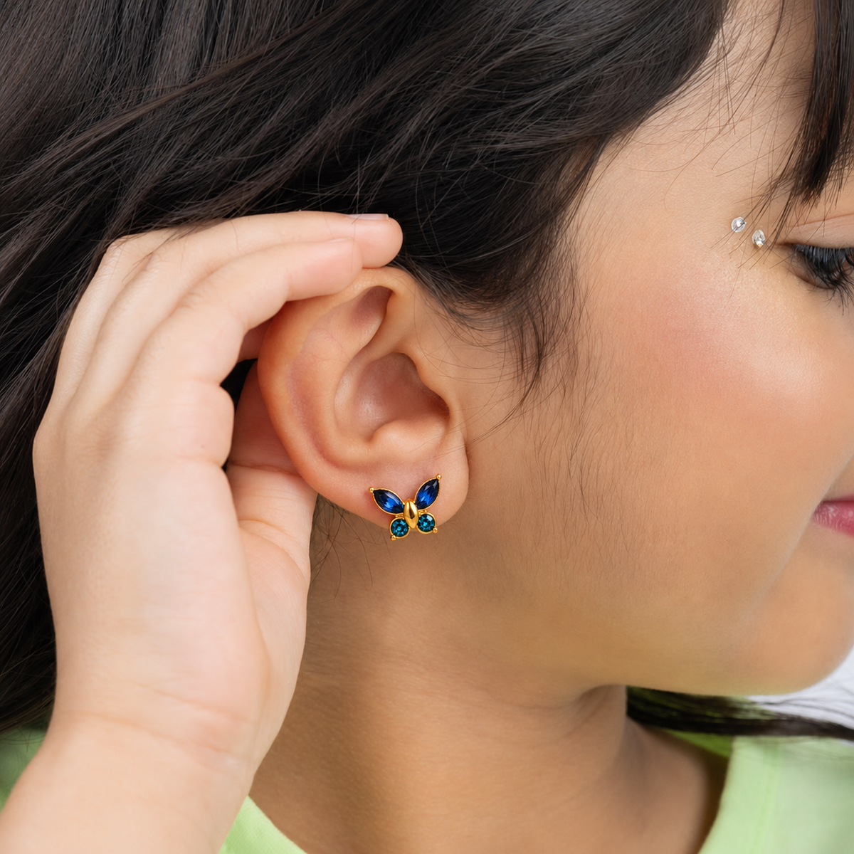 Golden Butterfly Sapphire Studs|18k Gold Plated