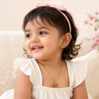 Golden Flower Toddler Pendant Set | 18K Gold Plated