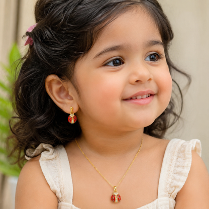 Ladybug Enamel Toddler Pendant Set | 18K Gold Plated