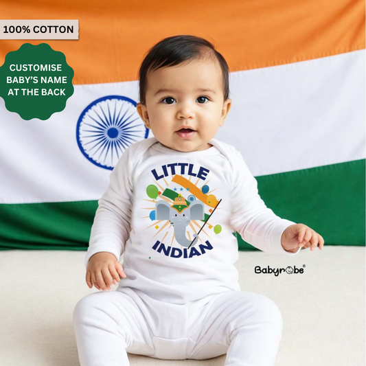 "Cute custom name baby jumpsuit for Little Indian."