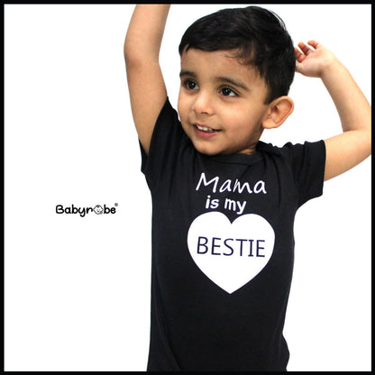 "Personalized baby onesie with colorful design and easy snap closures."