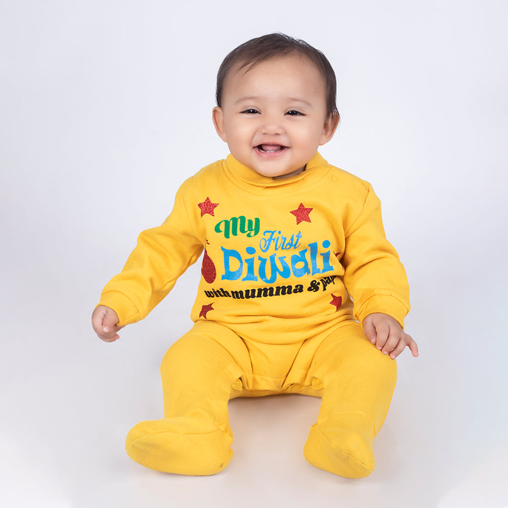 "Custom name Diwali  jumpsuit for your little one."
