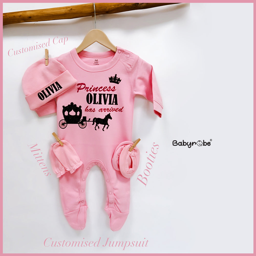 Personalized baby onesie with colorful design and easy snap closures"
