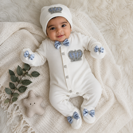 Grey Crown Luxe Baby Set