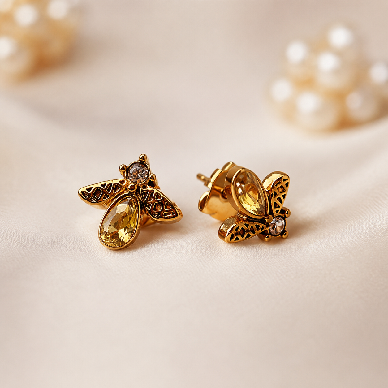 Honey Bee Studs| 18K Gold Plated