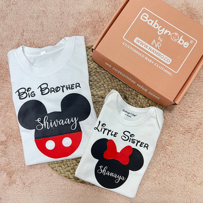 Custom Name Disney Lil Sister Big Brother (2 Piece Set)