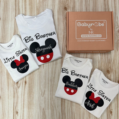 Custom Name Disney Lil Sister Big Brother (2 Piece Set)