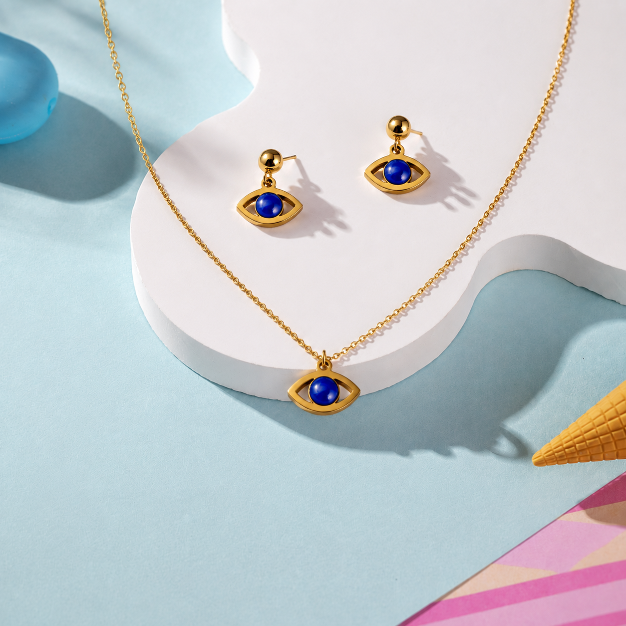Evil Eye Toddler Pendant Set | 18K Gold Plated (Copy)