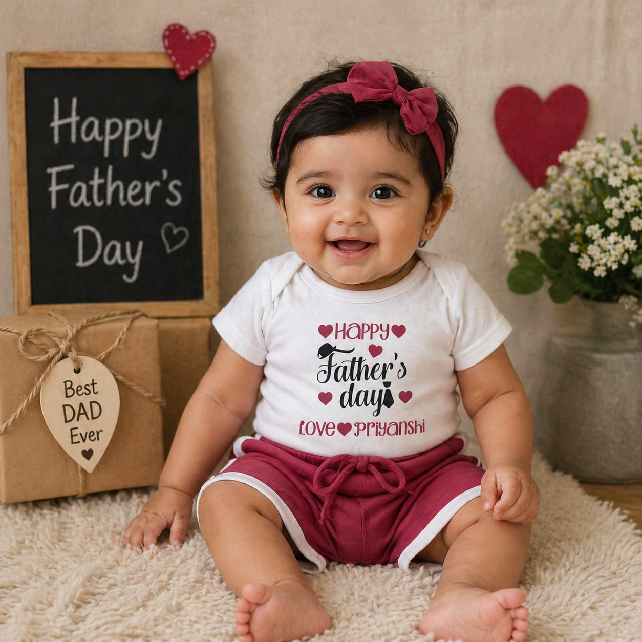 Custom Name First Father's Day (Onesie+Shorts)