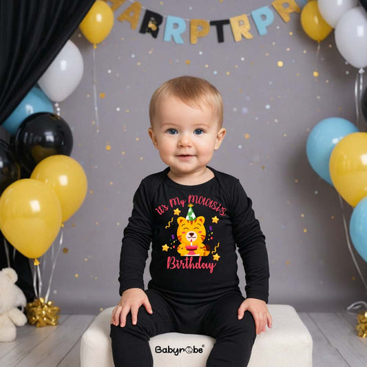 "massi bday message and colorful design""Custom baby jumpsuit with name and special design for gifts or photo shoots"