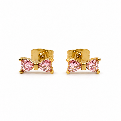 Lilac Bow Golden Studs|18k Gold Plated