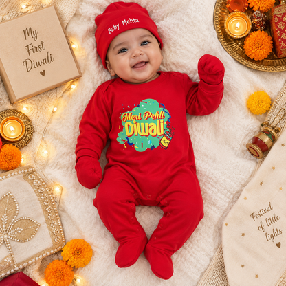 Meri Pehli Diwali Baby Jumpsuit Set