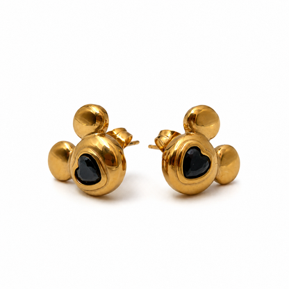 Minnie- Heart Inset Studs|18k Gold Plated