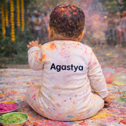 My First Holi With Papa Mumma (Custom Baby Name At Back)