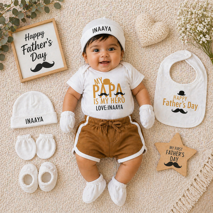 My Papa Is My Hero Custom Name Set