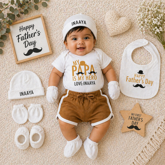 My Papa Is My Hero Custom Name Set