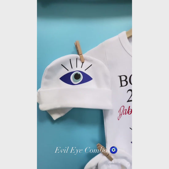 "Custom baby onesie with custom message and colorful design"