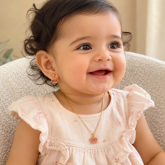 Princess Crown Toddler Pendant Set | 18K Gold Plated