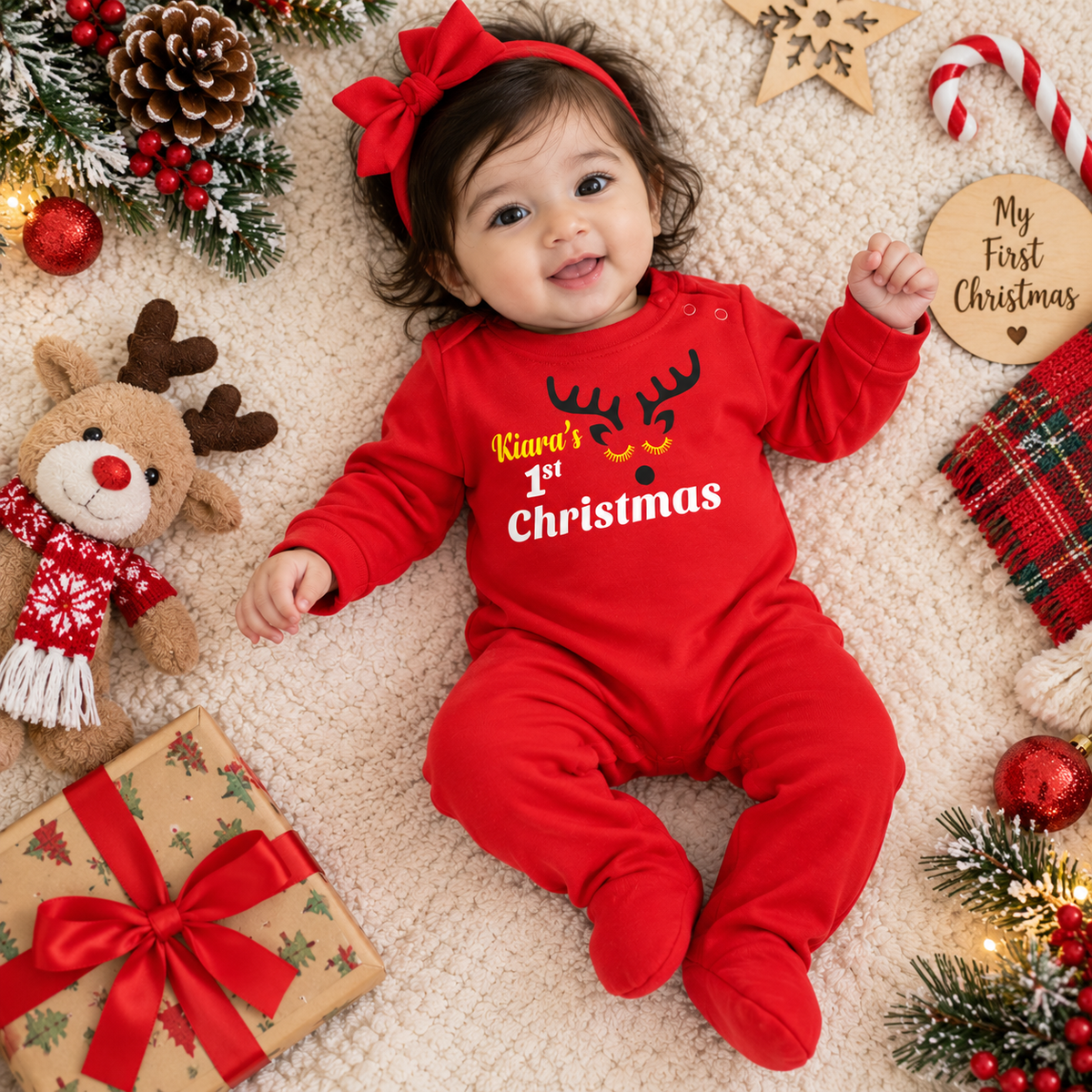 Custom Name First Christmas Raindear