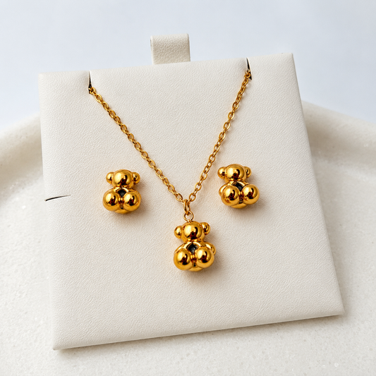Teddy BearToddler Pendant Set | 18K Gold Plated