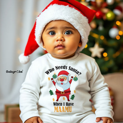 "Personalized baby jumpsuit  with colorful design and easy snap closures"
"Sweet custom name jumpsuit for celebrating christmas."
