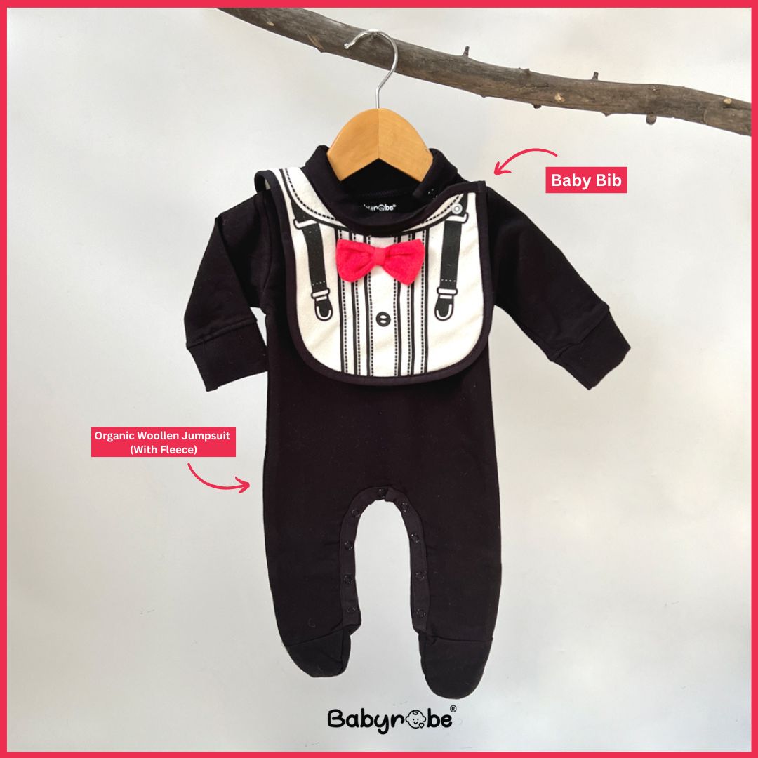 "Baby romper with personalized message and cute animal design"
