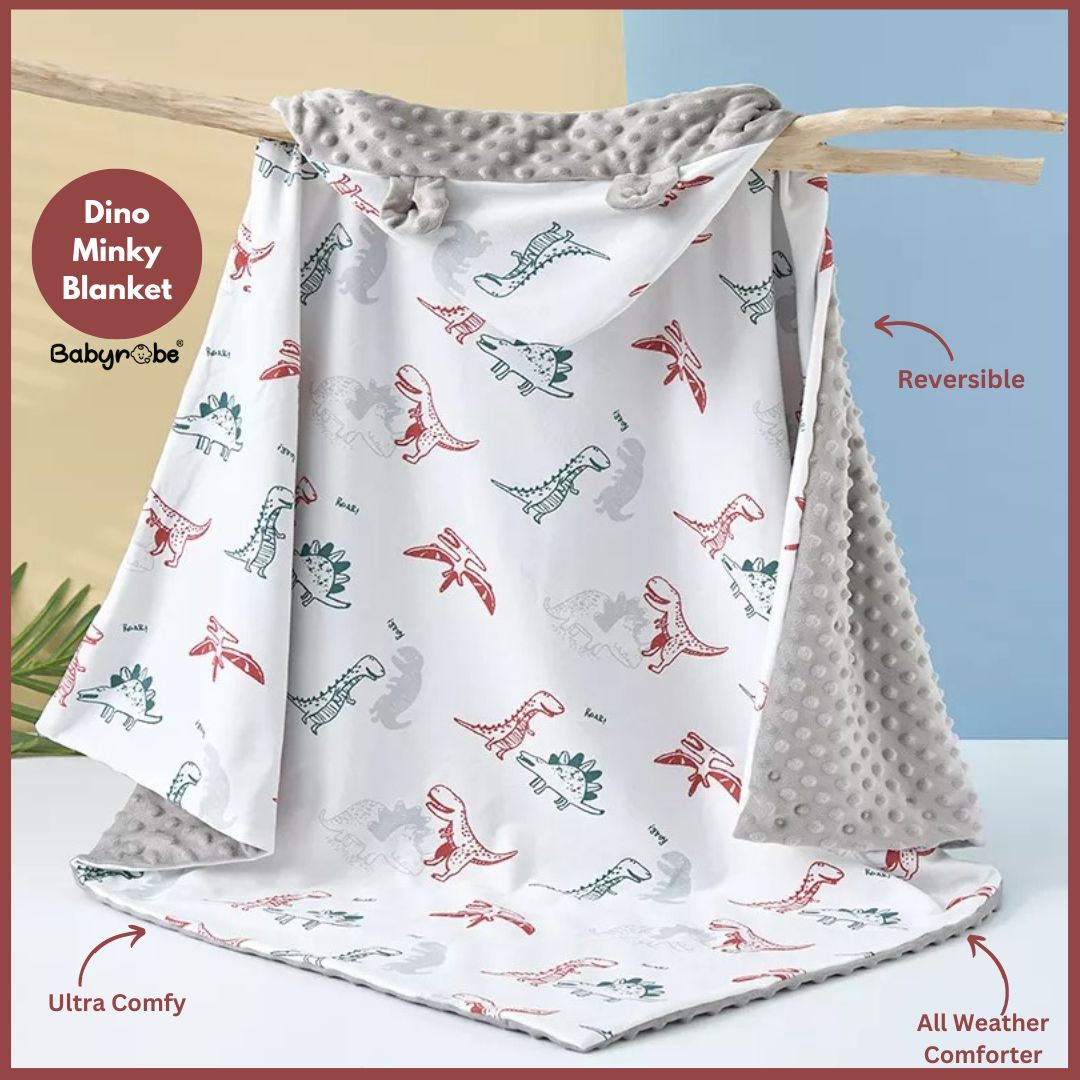  Custom baby blanket featuring a fun print and personalized text .