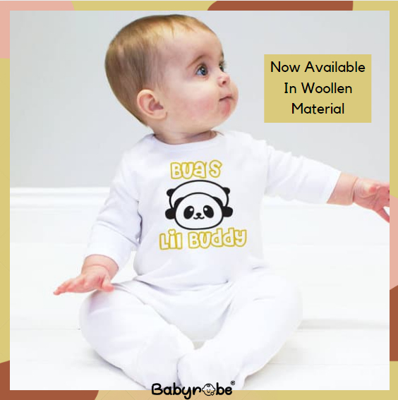 "Soft and comfortable baby jumpsuit with custom name and design."
