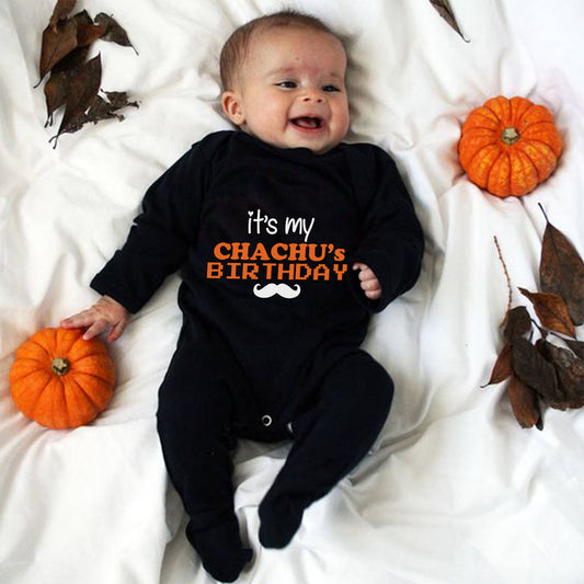 "Customizable Chachu's Birthday baby outfit with name."

