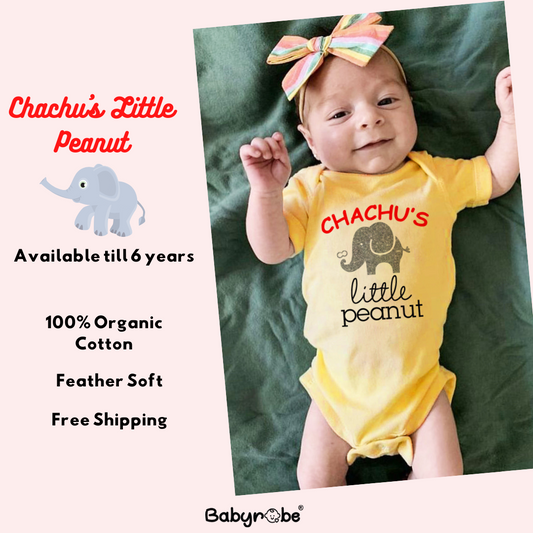 "Baby onesie with personalized name for a special Chachu's Little Peanut."