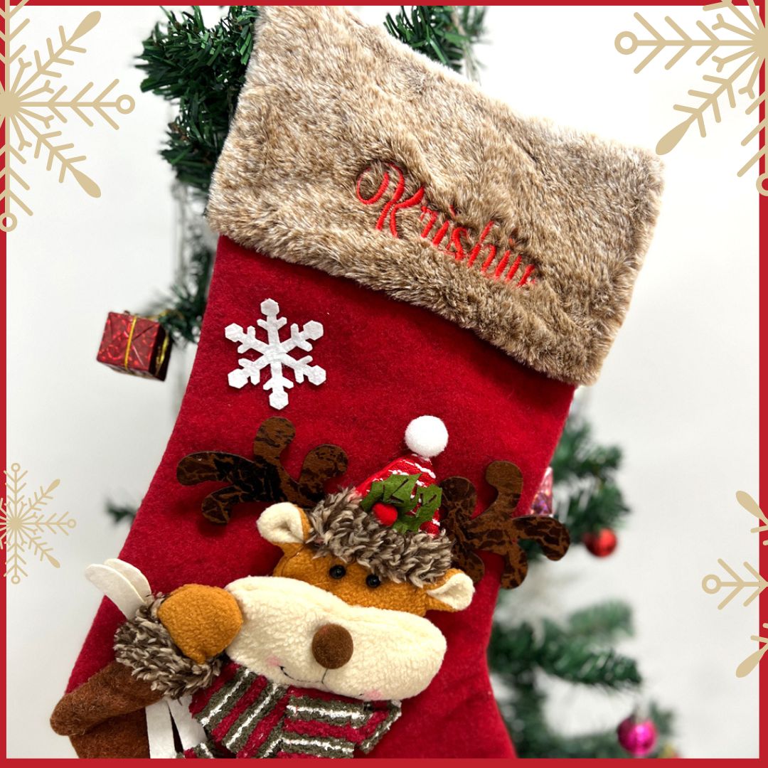"Custom name Christmas Stocking for your little one."
