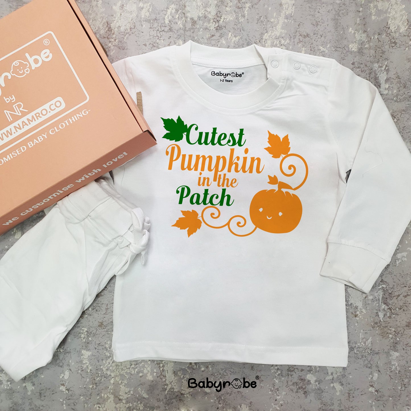 "Personalized T-Shirt &  Pajama set  for baby, perfect for Halloween."