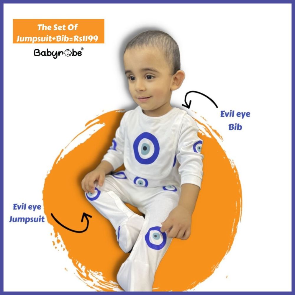 "Baby jumpsuit for boys/girls,  unique artwork and cozy fit, evil eye jumpsuit"


