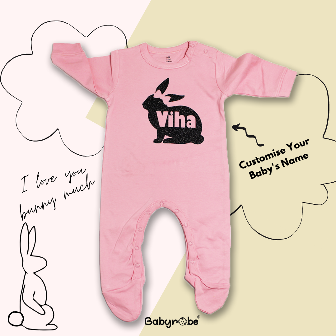 "Soft and comfortable baby Organic jumpsuit with custom name." 